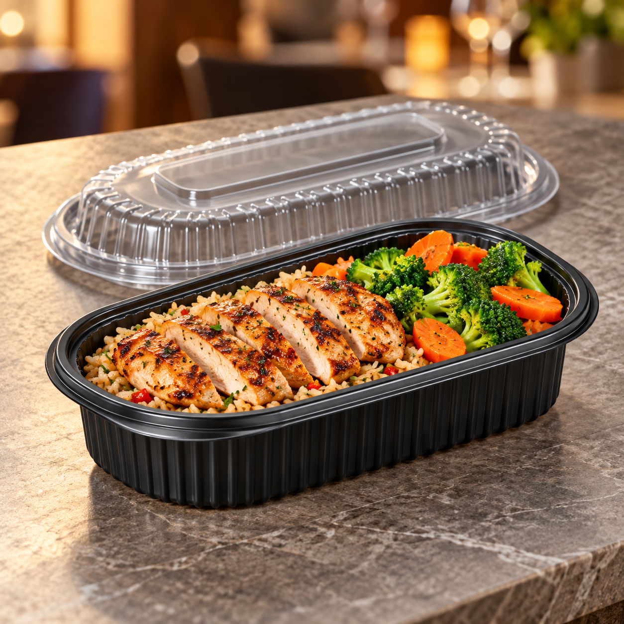 950ml PP 1-Compartment Oval Takeaway Container SKU FG2-8000TZH - Gallery Image
