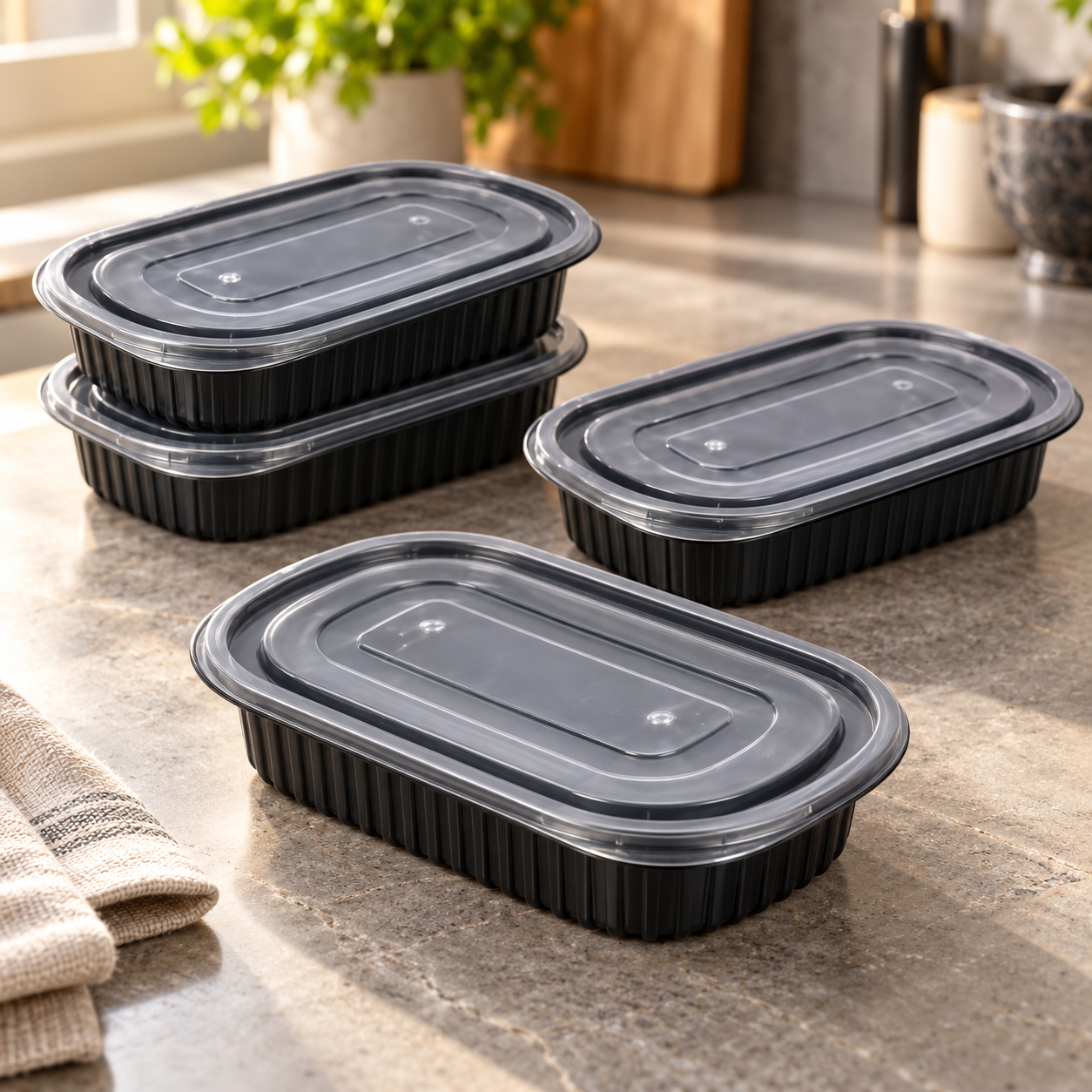 750ml PP 1-Compartment Oval Takeaway Container SKU FG3-8000 - Gallery Image