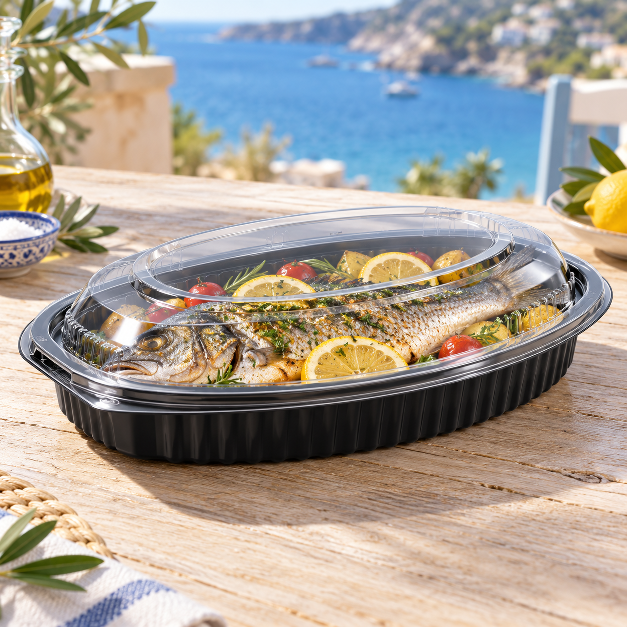450ml PP 1-Compartment Oval Takeaway Container SKU FG3-7000-16oz food container