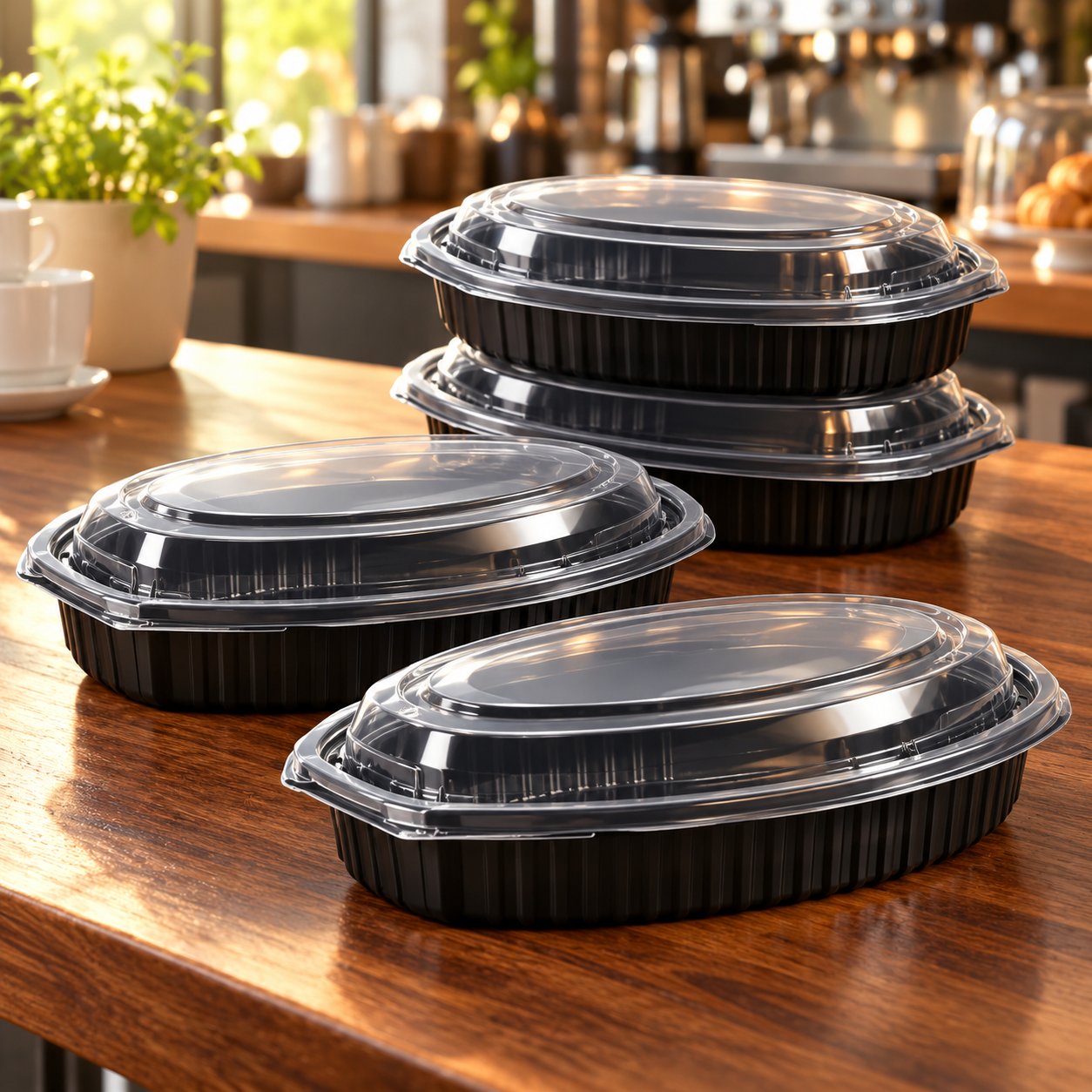 650ml PP 1-Compartment Oval Takeaway Container SKU FG3-7000-21oz - Gallery Image