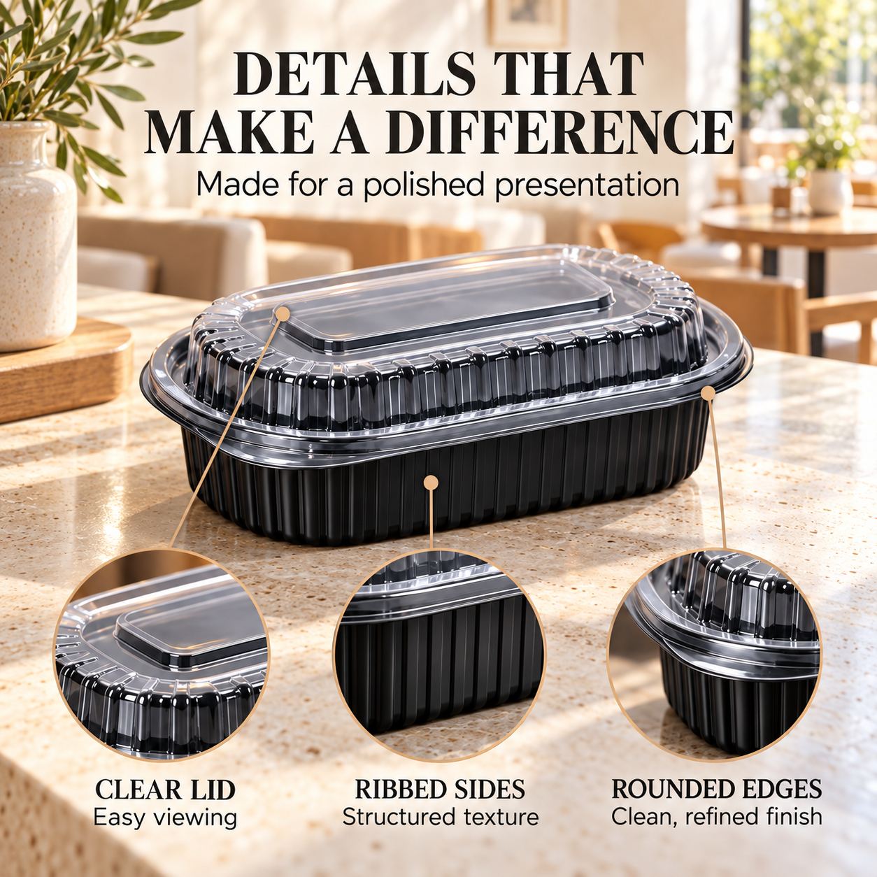 950ml PP 1-Compartment Oval Takeaway Container SKU FG2-8000TZH - Gallery Image