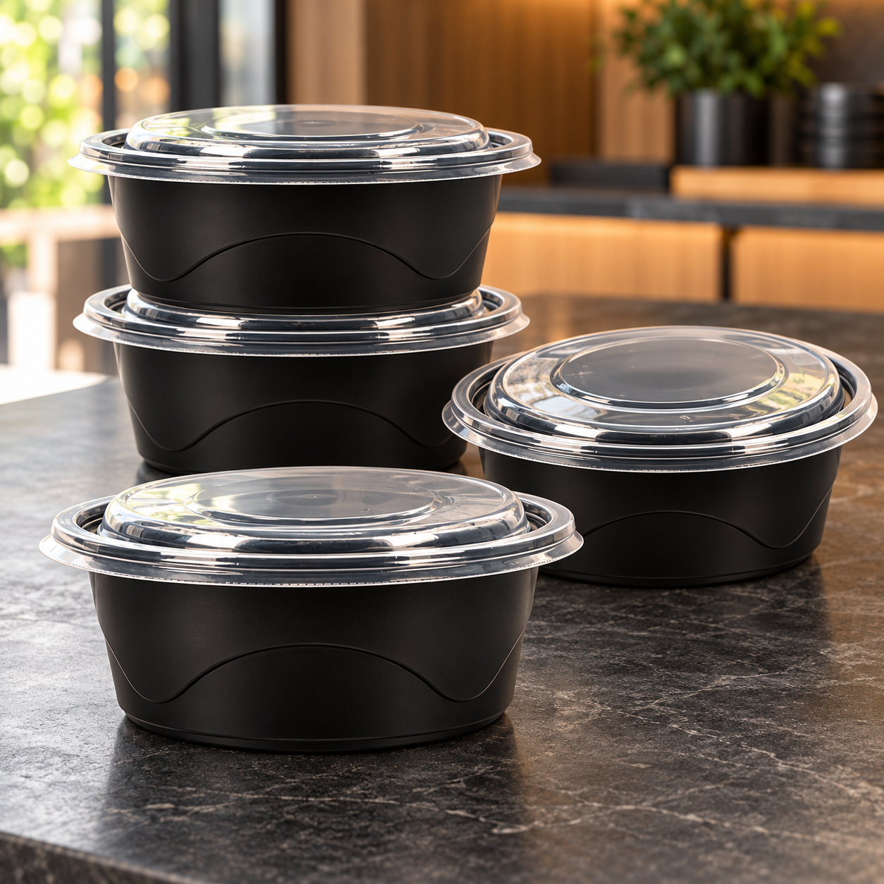 650ml PP 1-Compartment Round Food Bowl SKU WG178-650B - Gallery Image