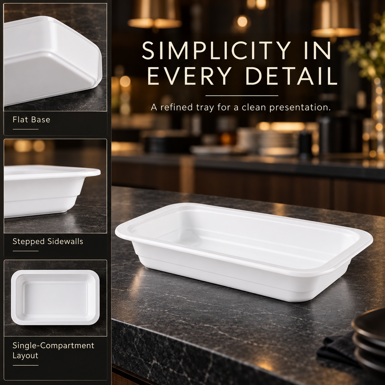 500ml MFPP 1-Compartment Film-Seal Food Tray SKU T3-500 - Gallery Image