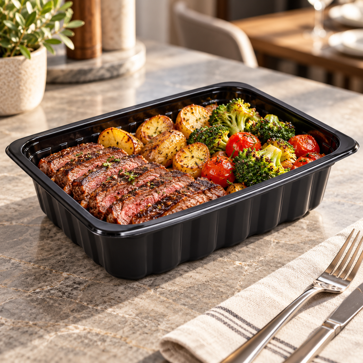 500ml PP 1-Compartment Film-Seal Food Tray SKU T4-500 food container