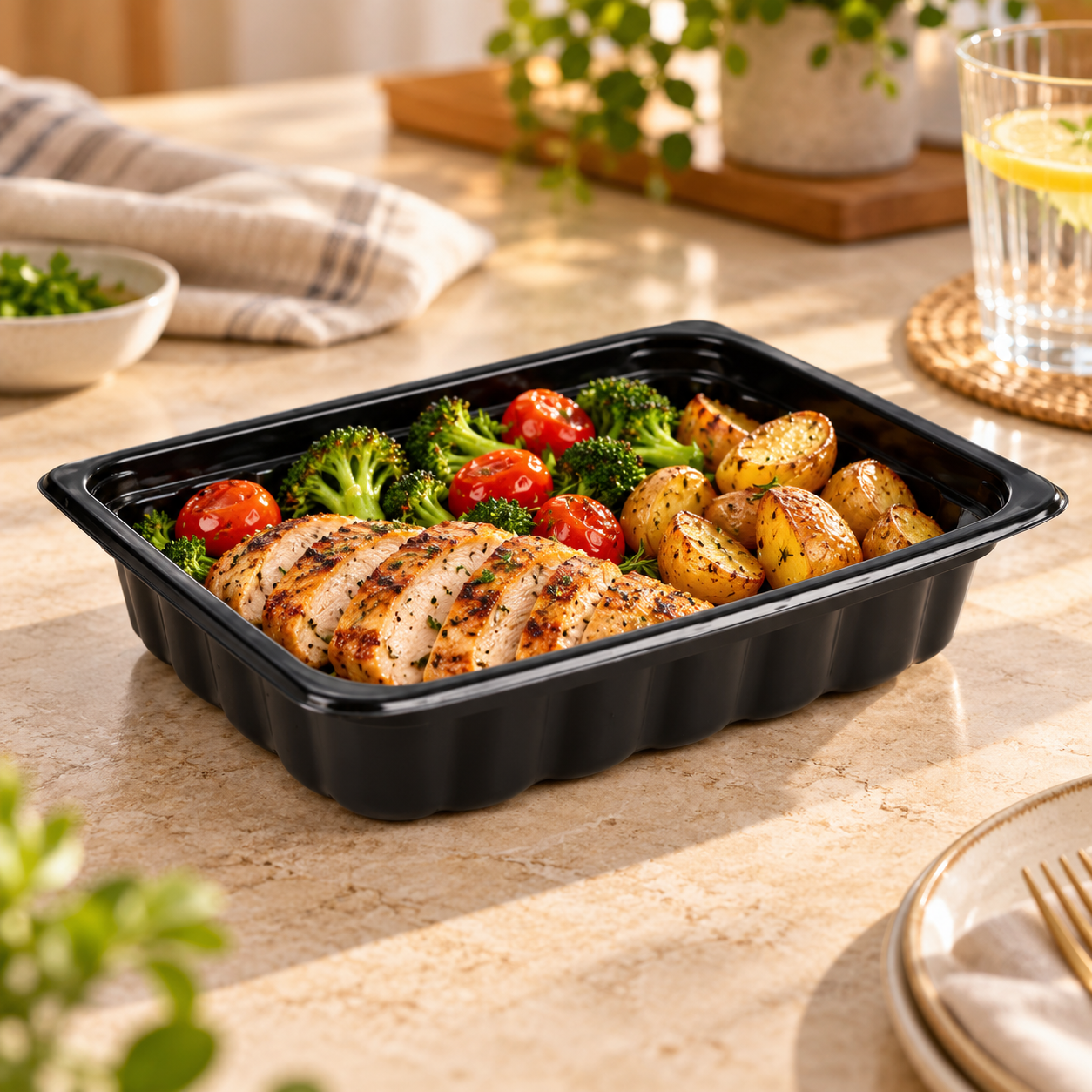 3000ml PP 1-Compartment Film-Seal Food Tray SKU T2-3000 food container