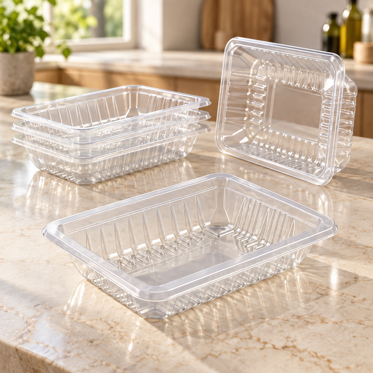 450ml PP 1-Compartment Film-Seal Food Tray SKU T4-450 - Gallery Image