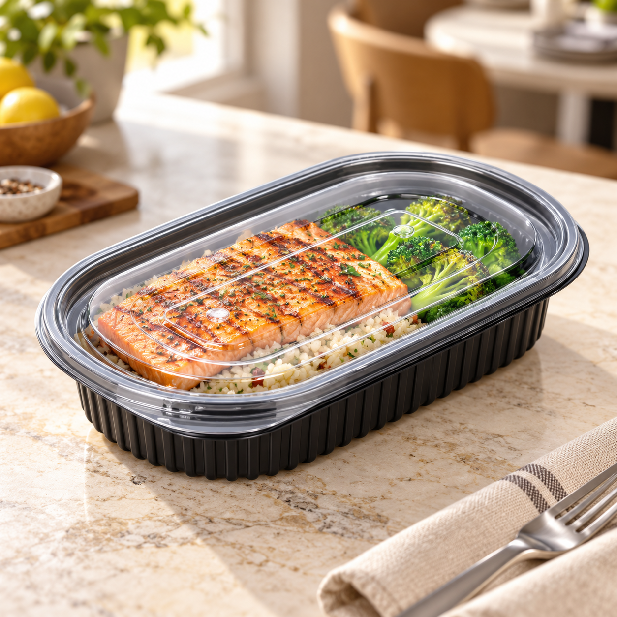 750ml PP 1-Compartment Oval Takeaway Container SKU FG3-8000 - Gallery Image