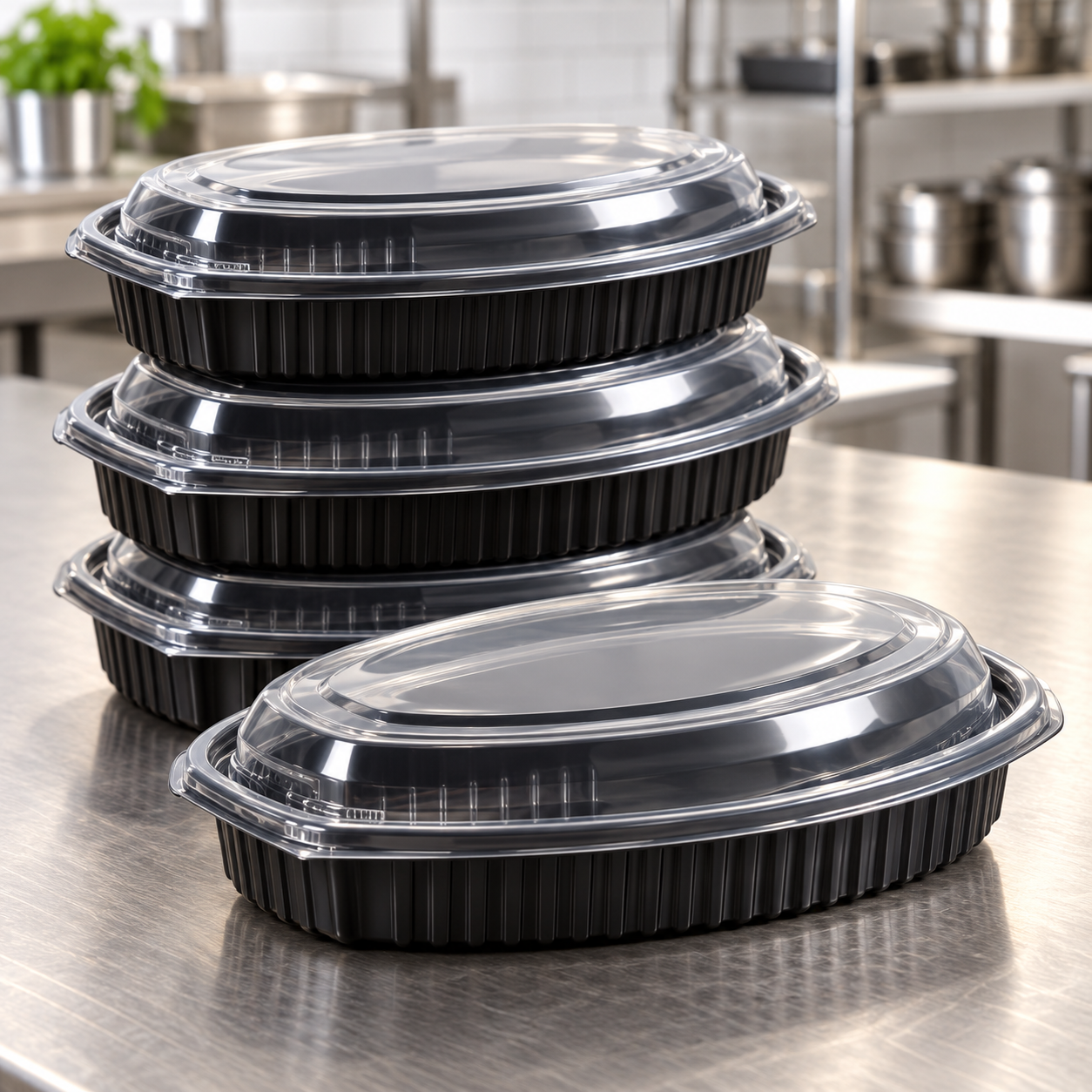 850ml PP 1-Compartment Oval Takeaway Container SKU FG3-7000-28oz - Gallery Image