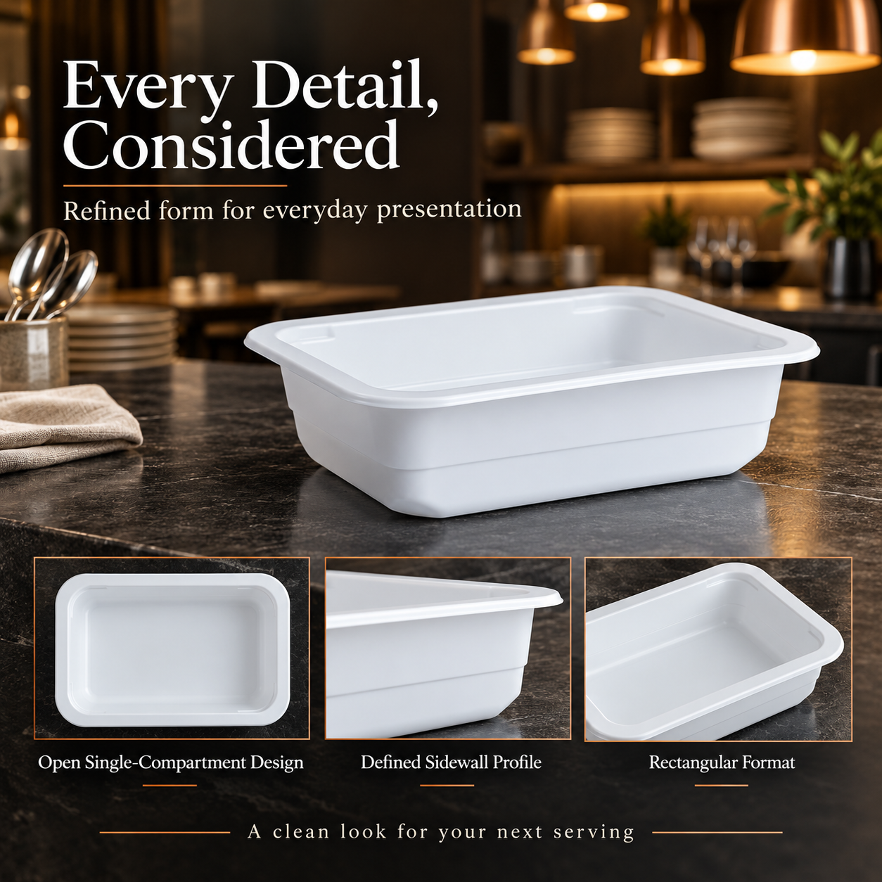 700ml MFPP 1-Compartment Film-Seal Food Tray SKU T3-700 - Gallery Image