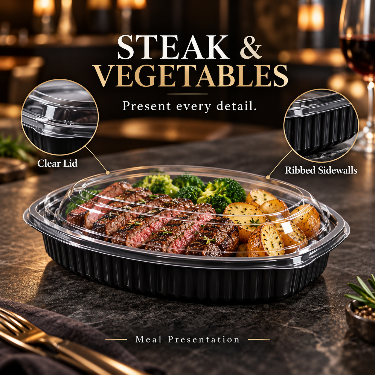 350ml PP 1-Compartment Oval Takeaway Container SKU FG3-7000 - Gallery Image