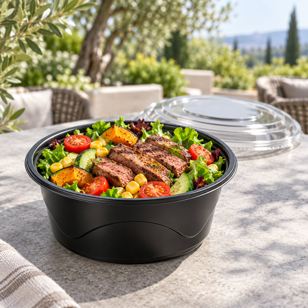1000ml PP 1-Compartment Round Food Bowl SKU WG178-1000B food container