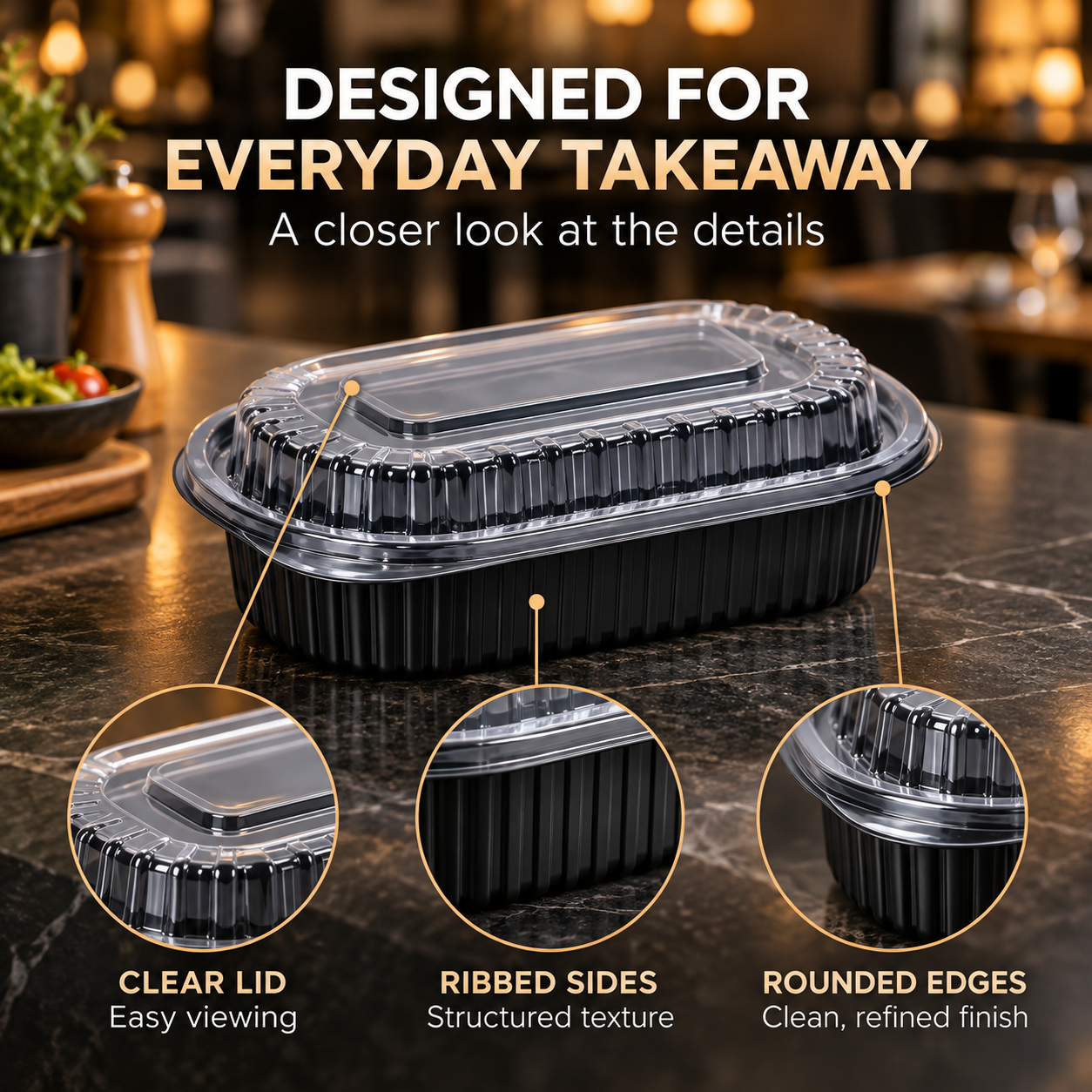 950ml PP 1-Compartment Oval Takeaway Container SKU FG2-8000TZH - Gallery Image