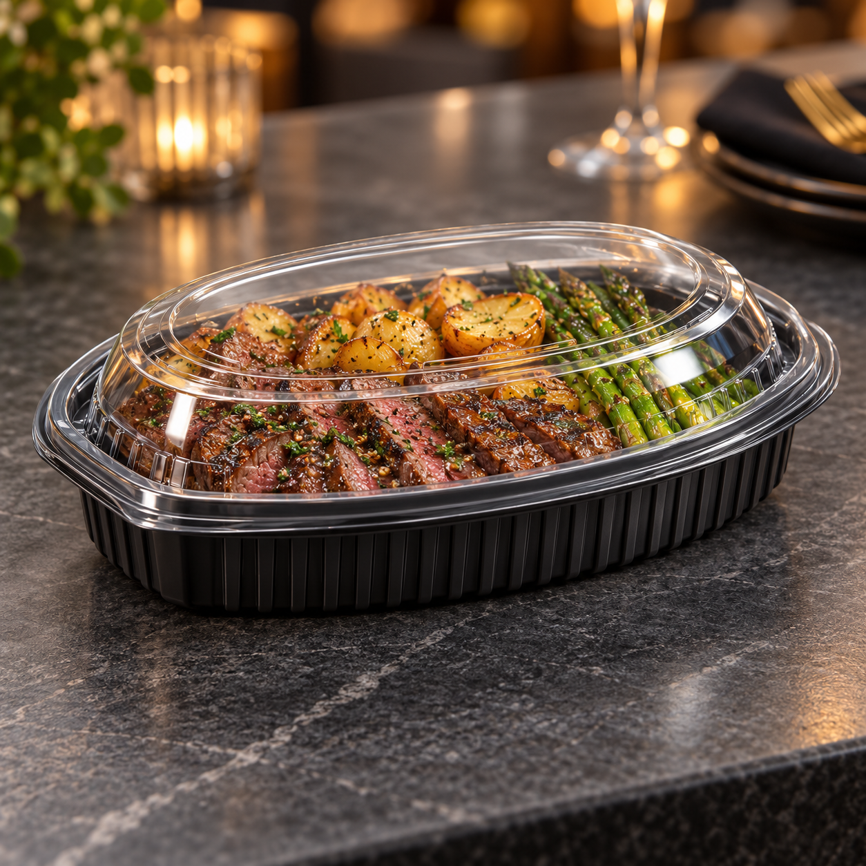 350ml PP 1-Compartment Oval Takeaway Container SKU FG3-7000 food container