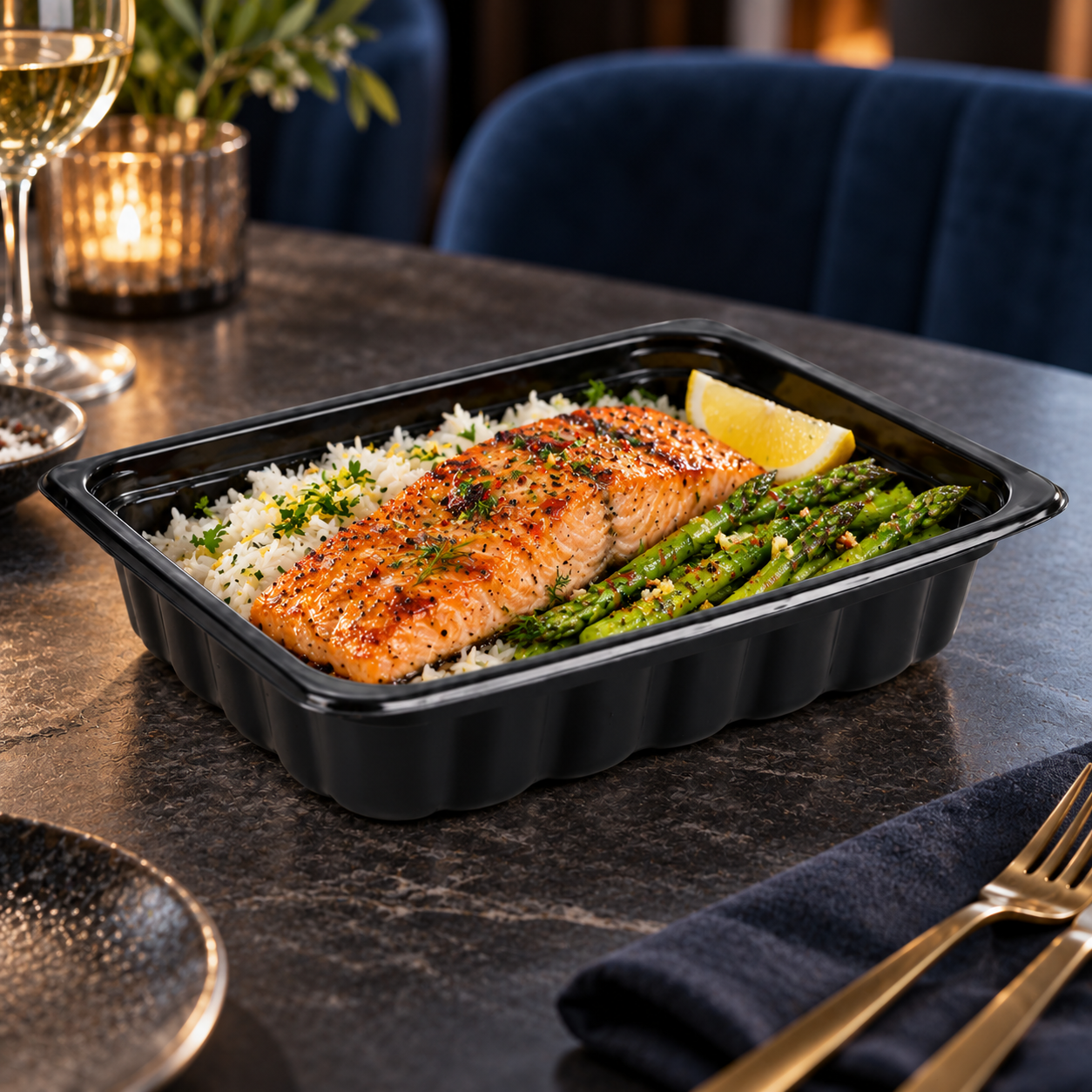 3000ml PP 1-Compartment Film-Seal Food Tray SKU T2-3000 - Gallery Image