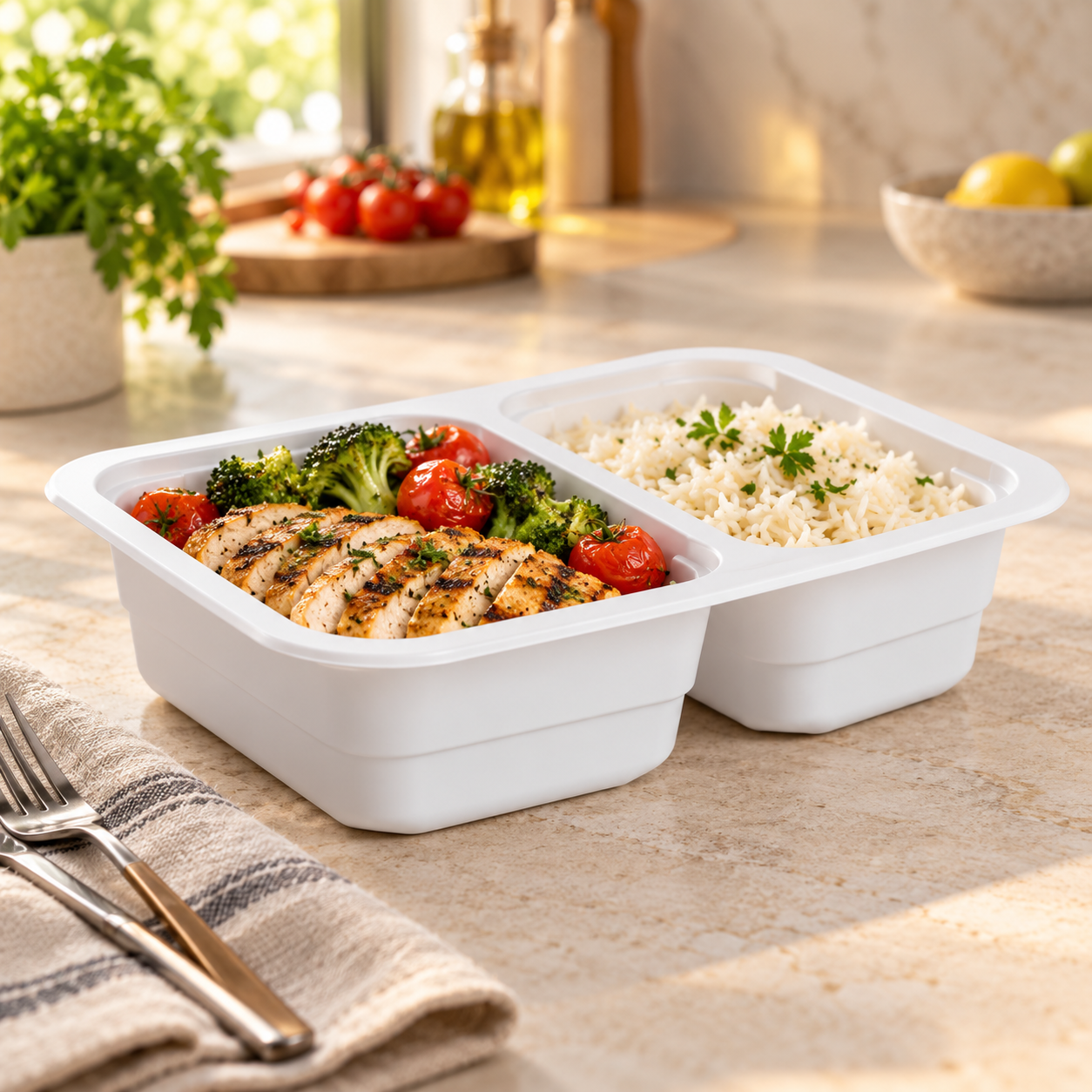 700ml MFPP 2-Compartment Film-Seal Food Tray SKU T3-702 food container