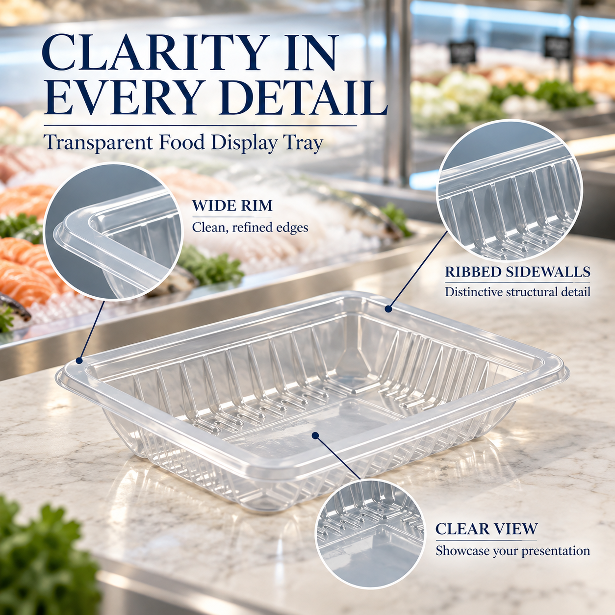 450ml PP 1-Compartment Film-Seal Food Tray SKU T4-450 - Gallery Image