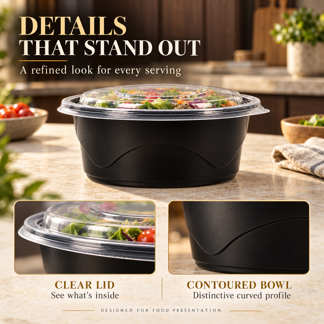 650ml PP 1-Compartment Round Food Bowl SKU WG178-650B - Gallery Image