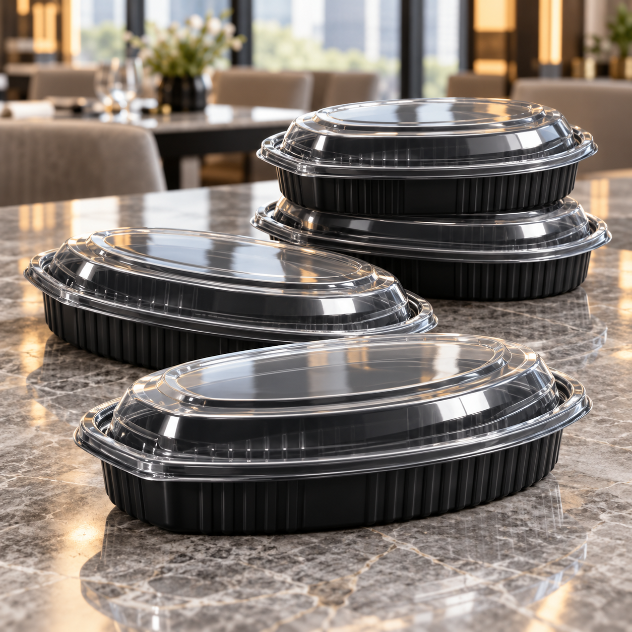 450ml PP 1-Compartment Oval Takeaway Container SKU FG3-7000-16oz - Gallery Image