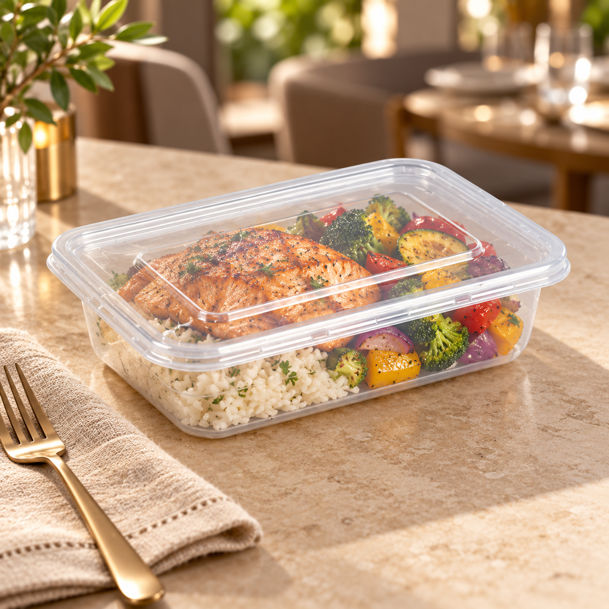650ml PP Rectangular Food Storage Container SKU FG1-650B-2 food container
