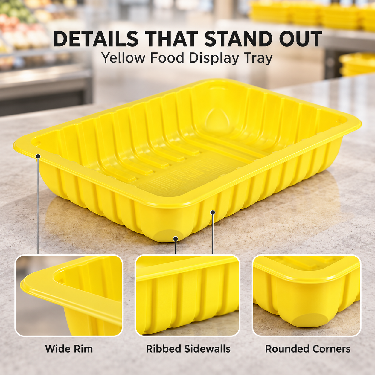 850ml PP 1-Compartment Film-Seal Food Tray SKU T4-850 - Gallery Image