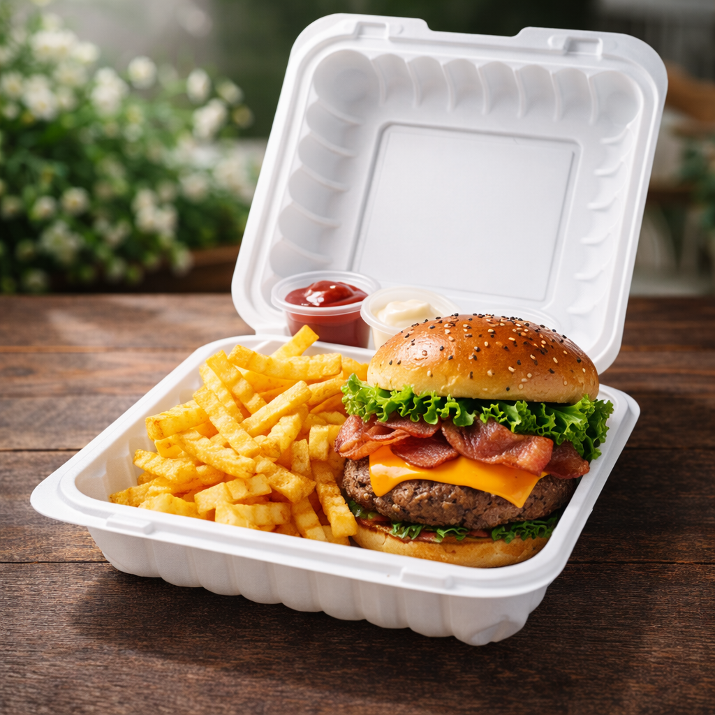 1200ml MFPP 1-Compartment Hinged Food Container SKU 901 - Gallery Image
