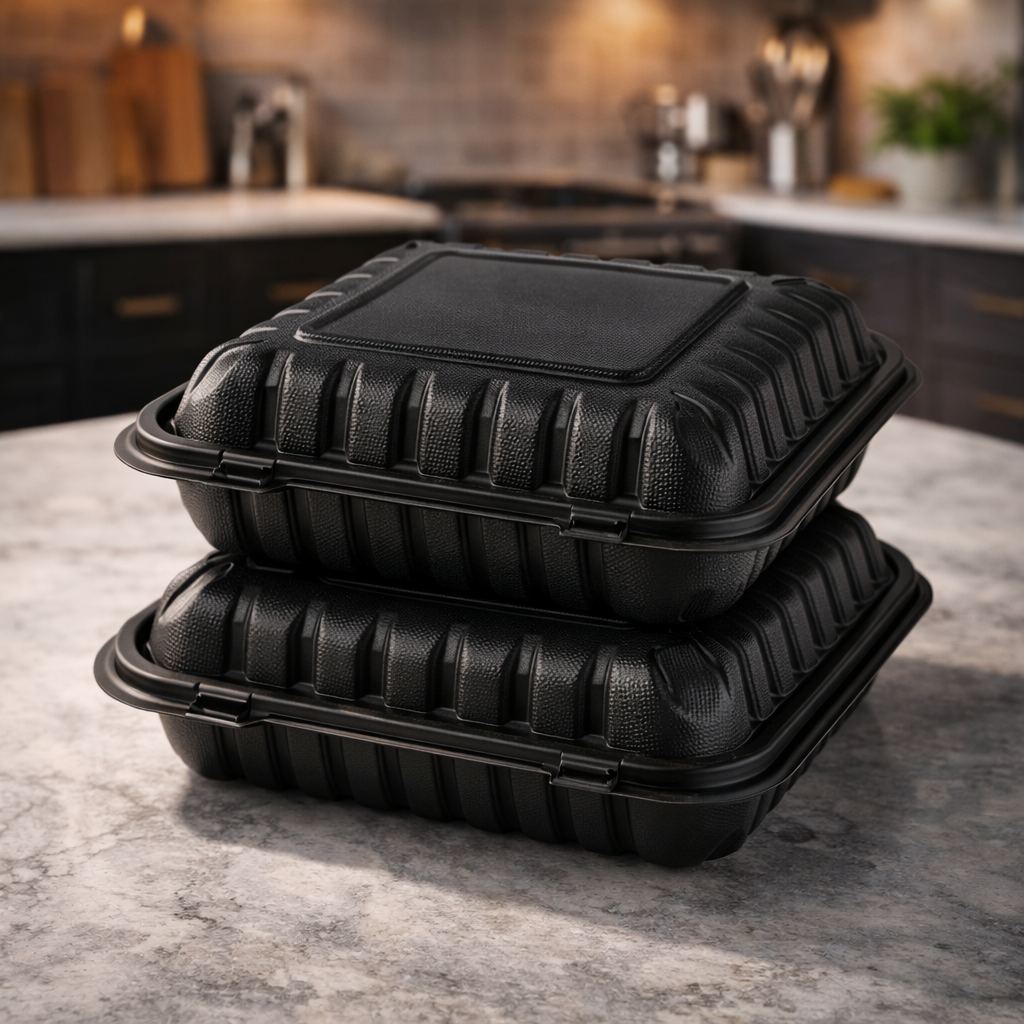 1000ml MFPP 1-Compartment Hinged Food Container SKU 801 - Gallery Image