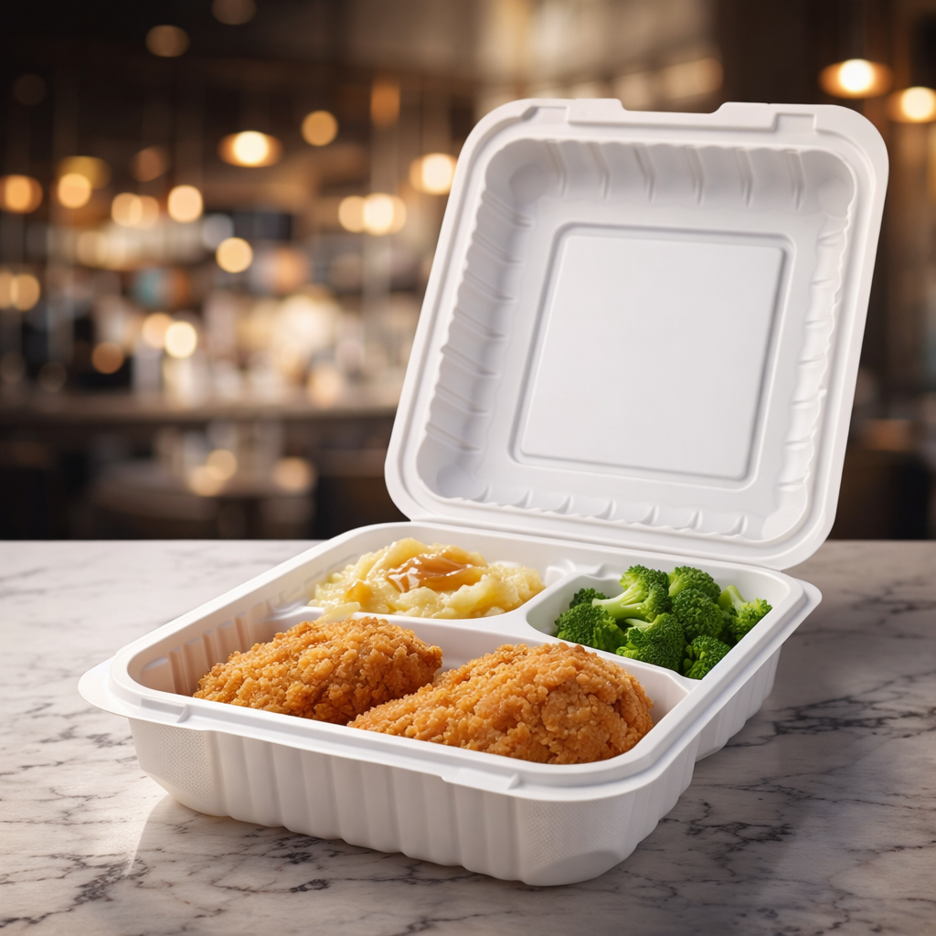 900ml MFPP 3-Compartment Hinged Food Container SKU 783 food container