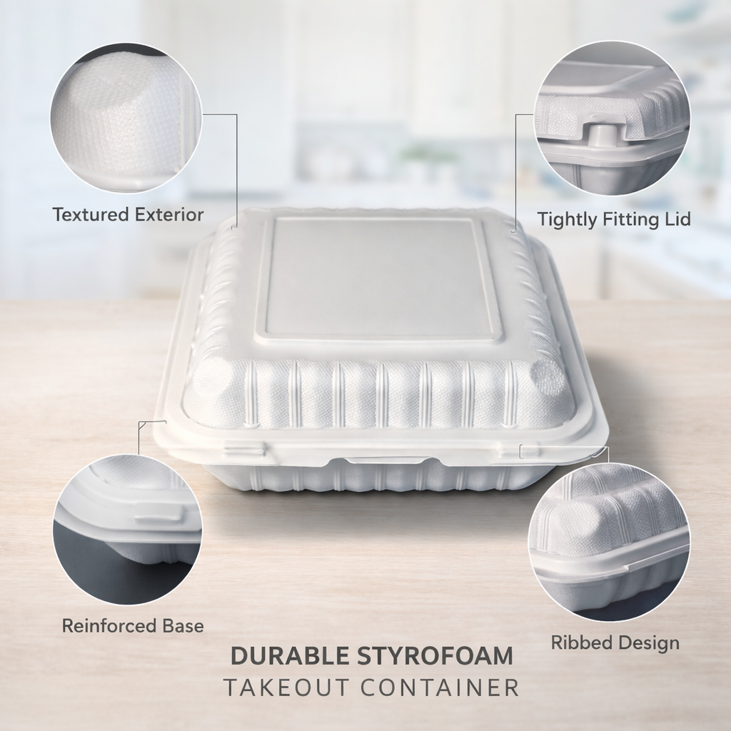 1200ml MFPP 3-Compartment Hinged Food Container SKU 903 - Gallery Image