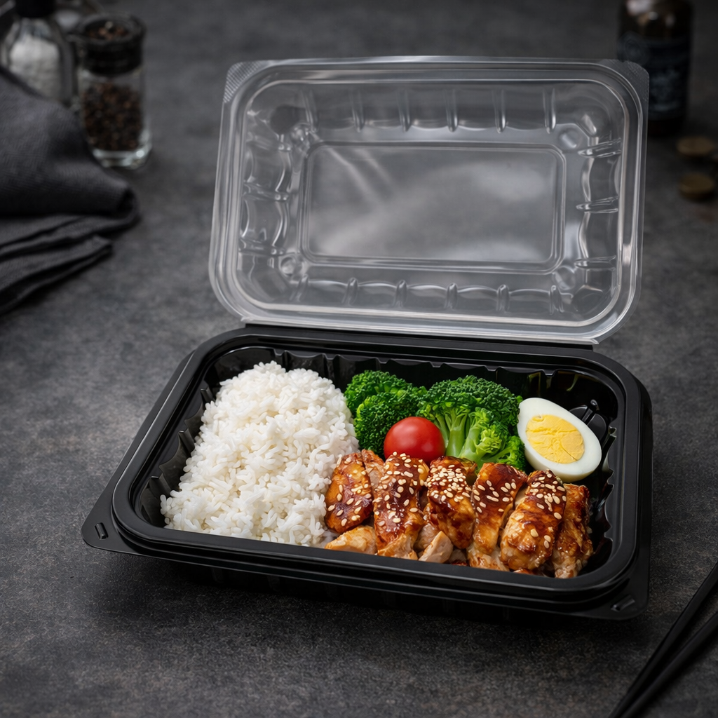 1100ml PP 1-Compartment Takeaway Container with Clear Lid SKU YR9-1 food container