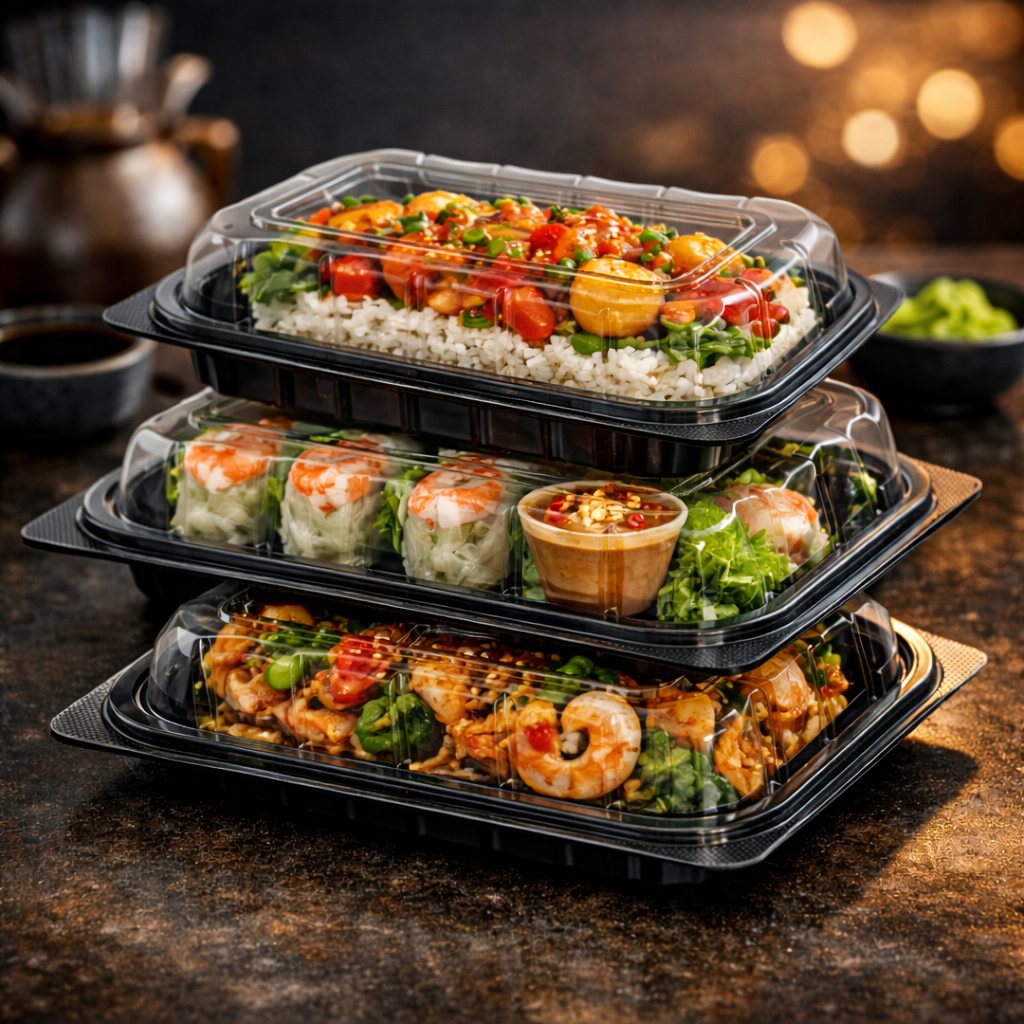 800ml PP 1-Compartment Takeaway Container with Clear Lid SKU YR96 - Gallery Image