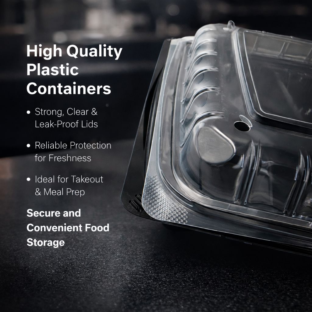 1000ml PP 3-Compartment Takeaway Container with Clear Lid SKU YR8-3 - Gallery Image