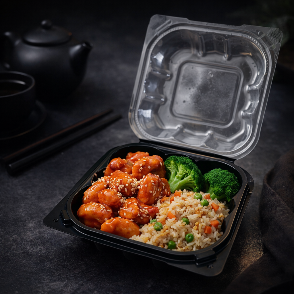 500ml PP 1-Compartment Takeaway Container with Clear Lid SKU YR6-1 food container