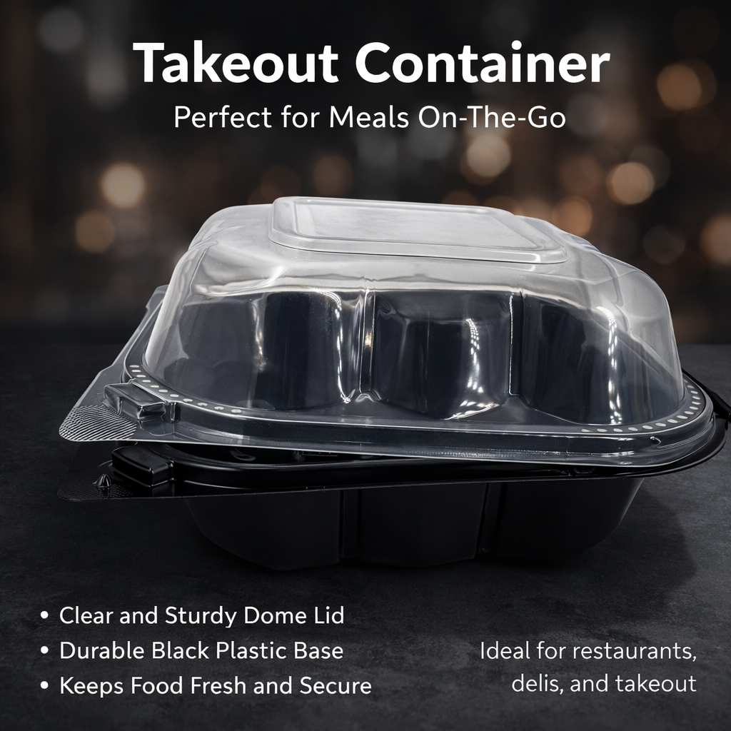 500ml PP 1-Compartment Takeaway Container with Clear Lid SKU YR6-1 - Gallery Image