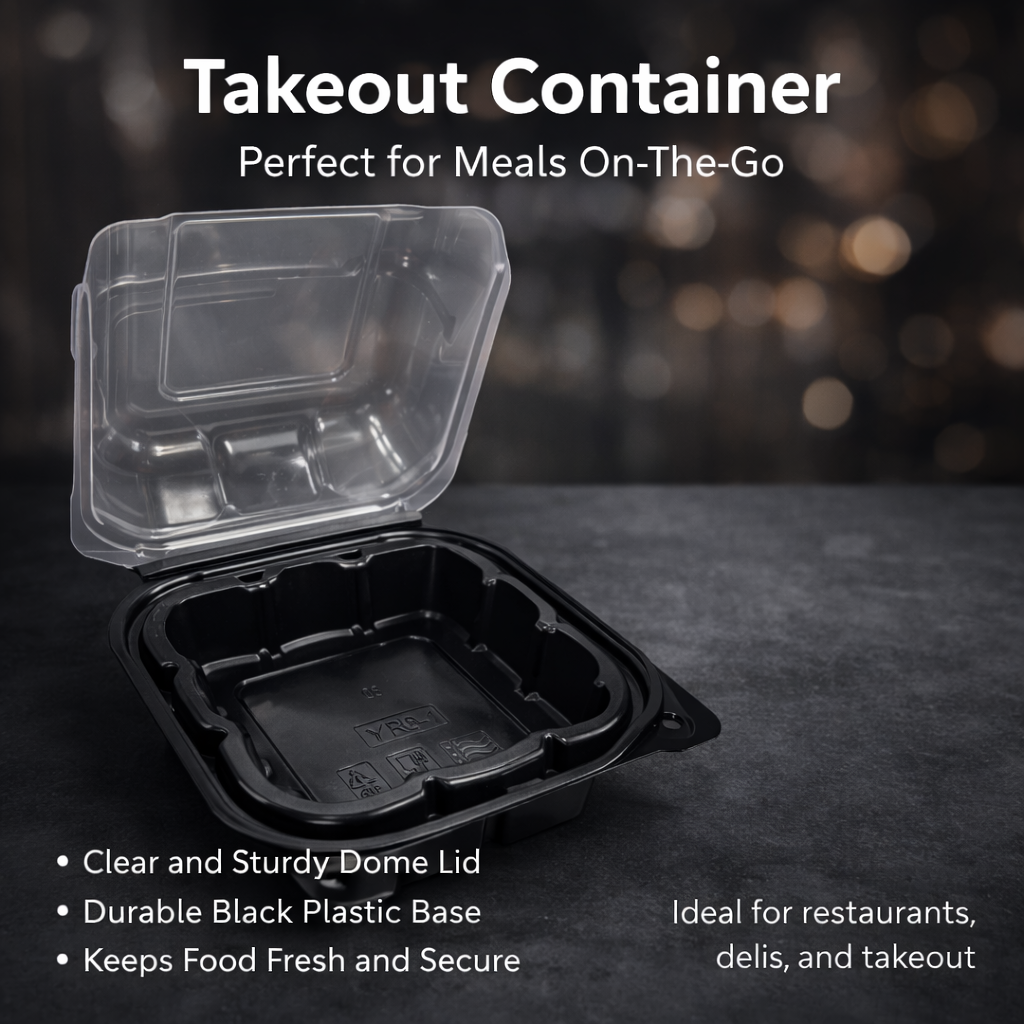 500ml PP 1-Compartment Takeaway Container with Clear Lid SKU YR6-1 - Gallery Image