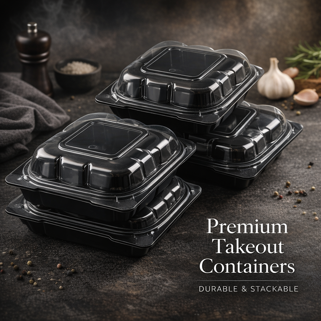 500ml PP 1-Compartment Takeaway Container with Clear Lid SKU YR6-1 - Gallery Image