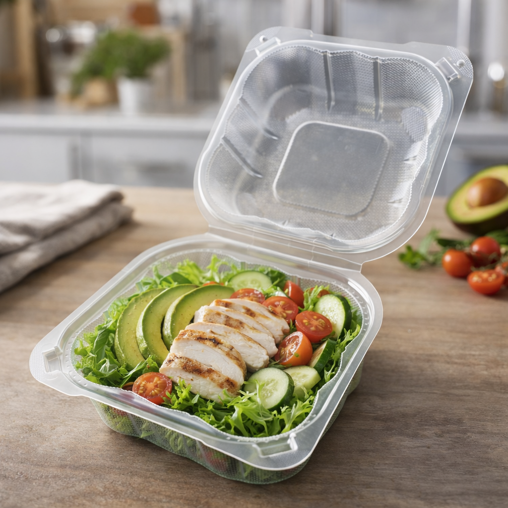 400ml PP 1-Compartment Hinged Food Container SKU 224 - Gallery Image