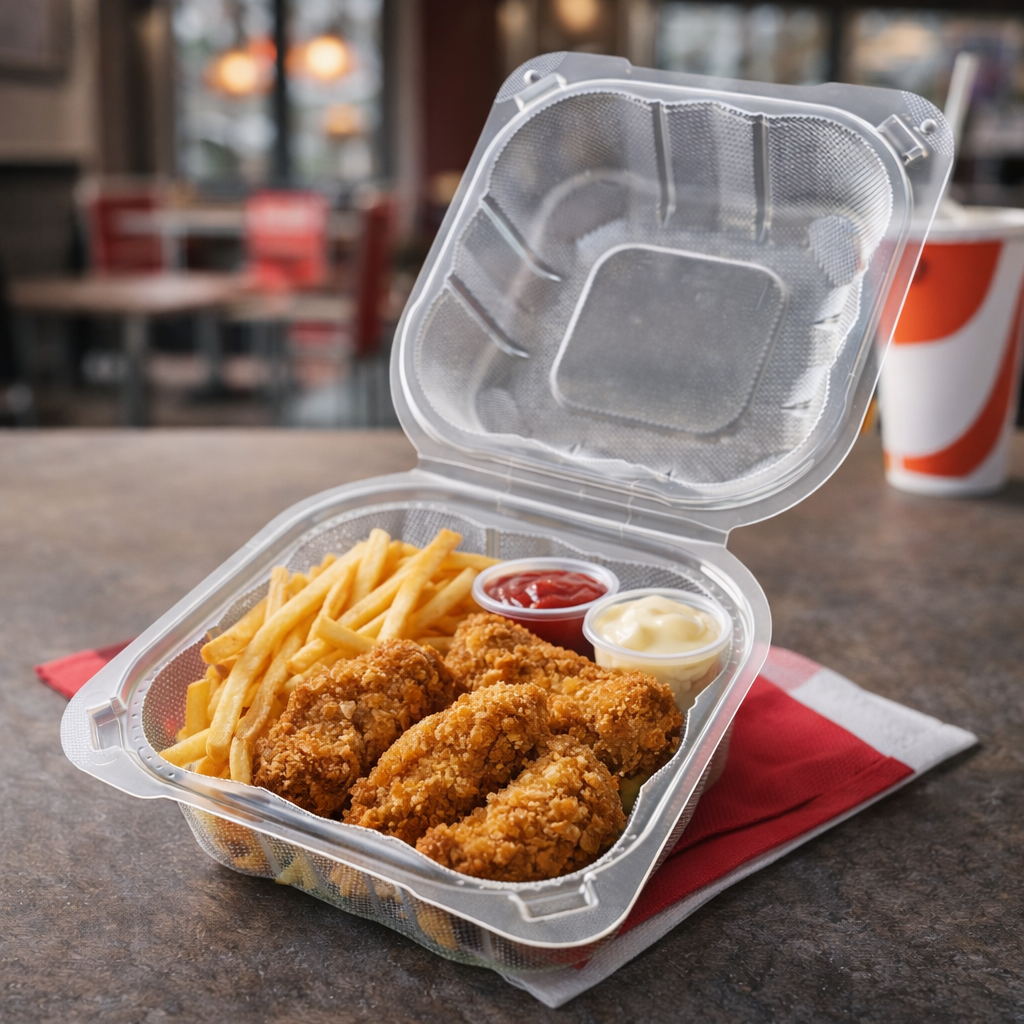 500ml PP 1-Compartment Hinged Food Container SKU 225 - Gallery Image