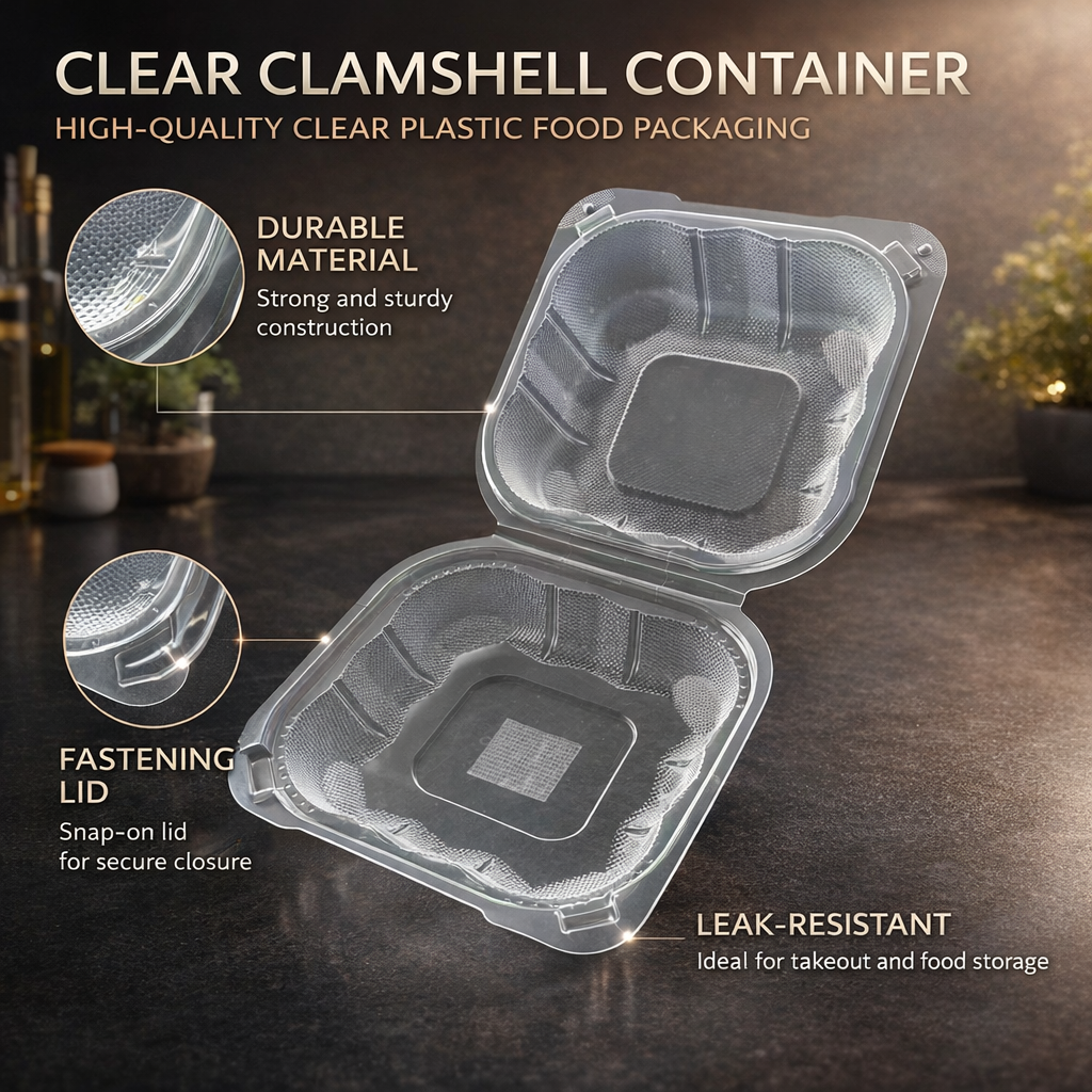 500ml PP 1-Compartment Hinged Food Container SKU 225 - Gallery Image
