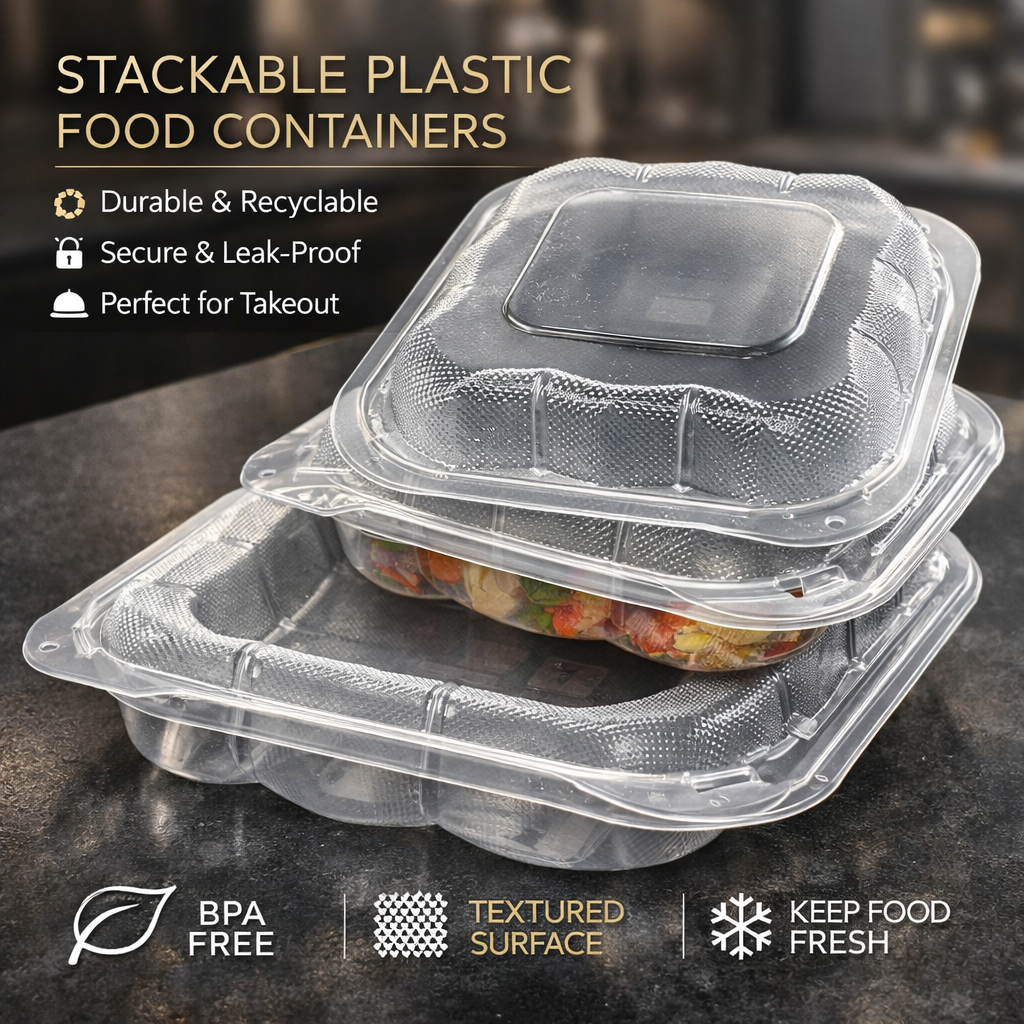 500ml PP 1-Compartment Hinged Food Container SKU 225 - Gallery Image