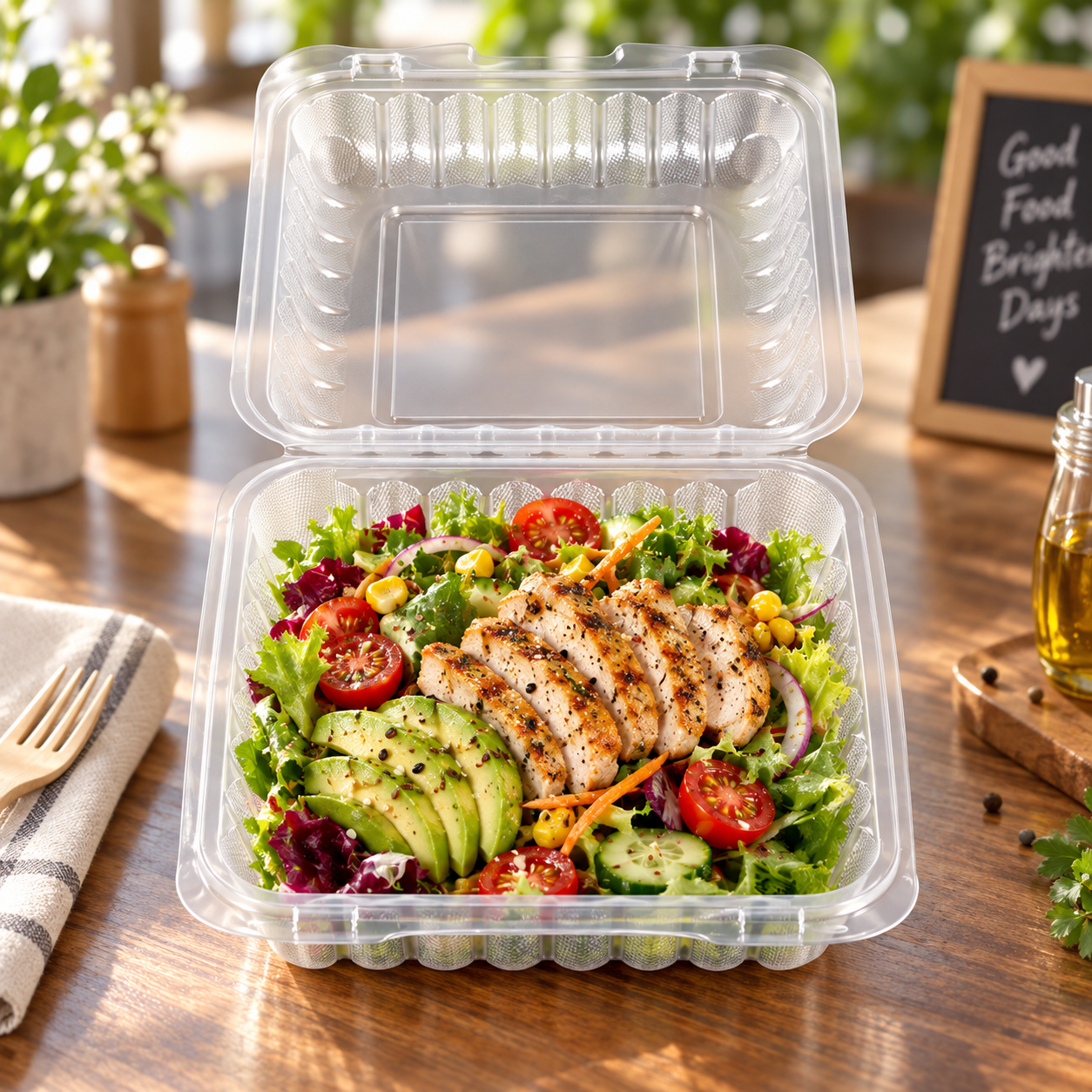 1200ml PP 3-Compartment Hinged Food Container SKU 903 food container