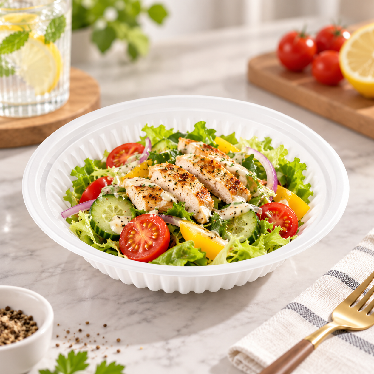 1000ml MFPP / PP 1-Compartment Disposable Food Plate SKU P1-091X food container