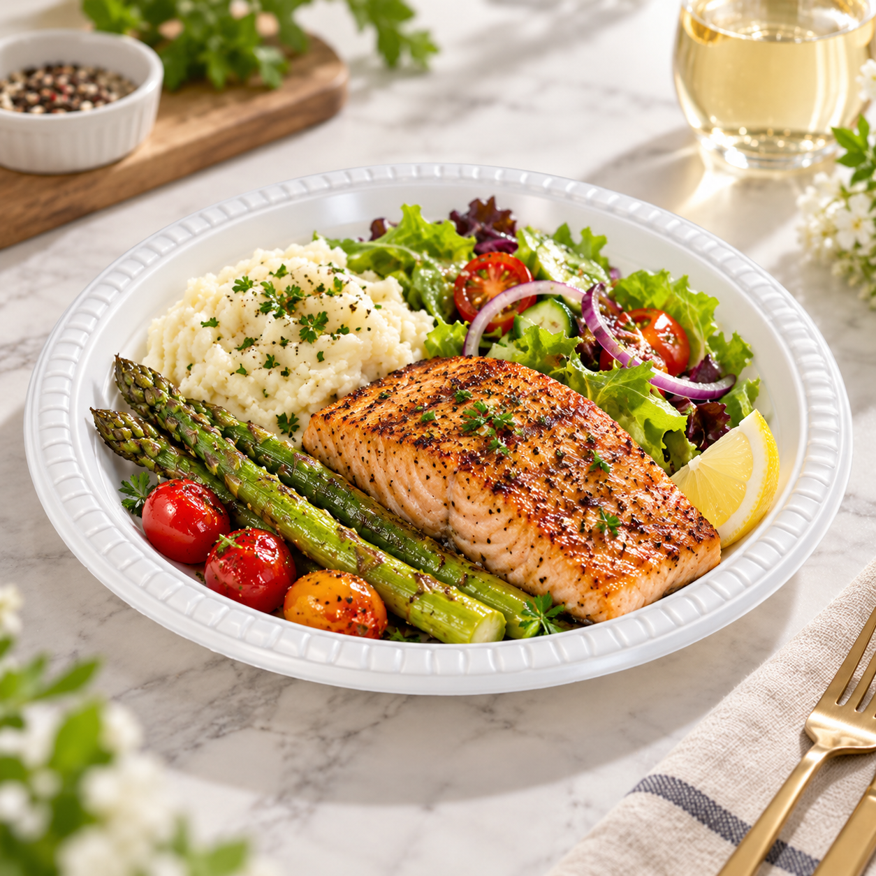 Food-grade PP round plates and trays for catering and takeaway meals