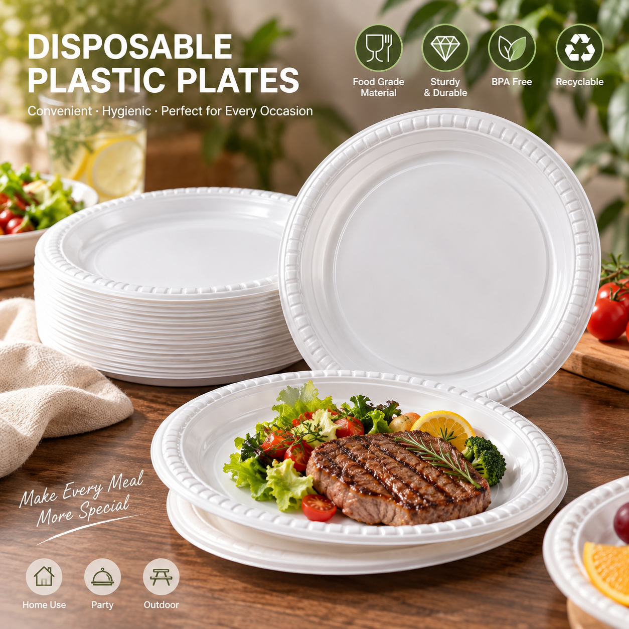 MFPP 1-Compartment Disposable Food Plate SKU P1-091-PT4 - Gallery Image