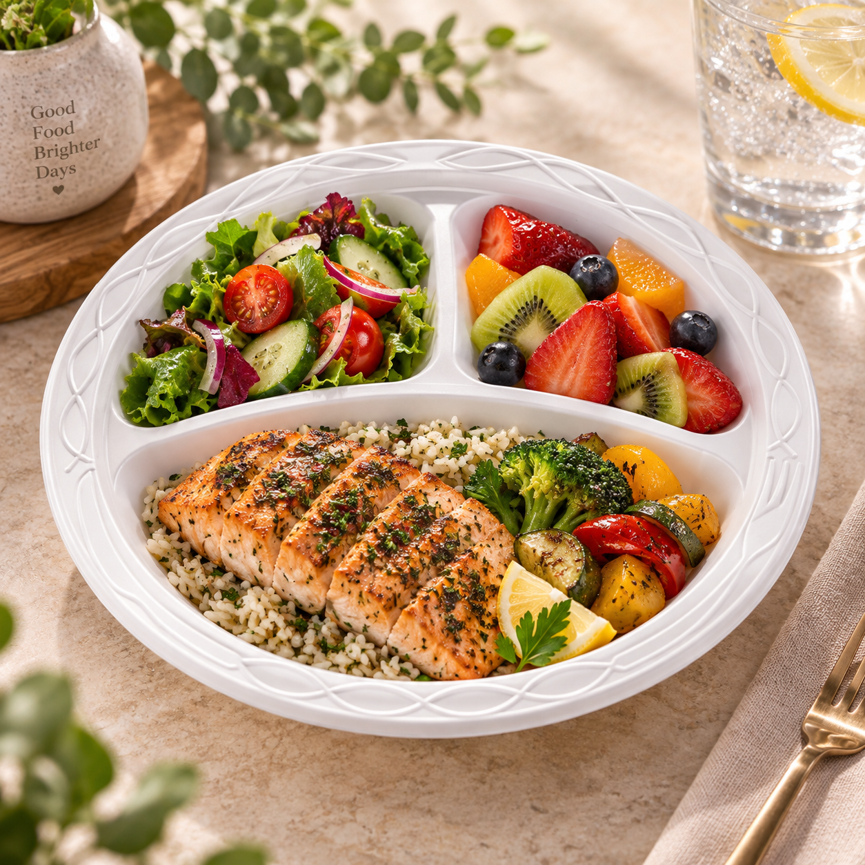 MFPP 3-Compartment Disposable Food Plate SKU P1-093-PT5 food container