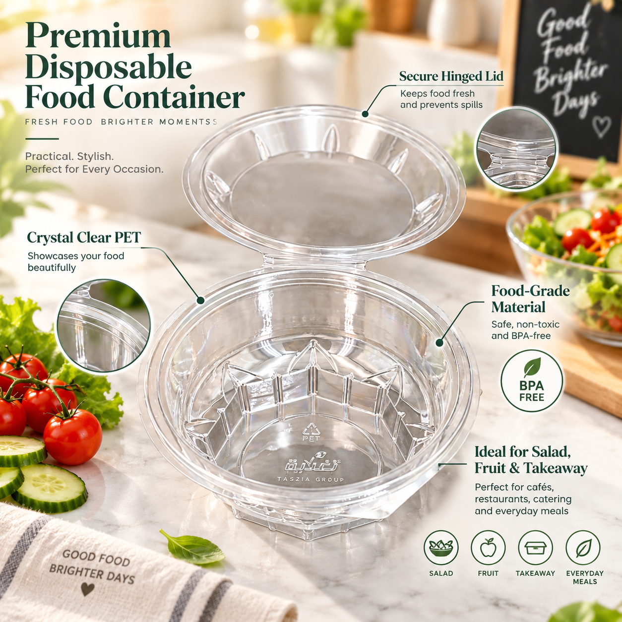 700ml PET Clear PET Food Container SKU PET-WL24A - Gallery Image