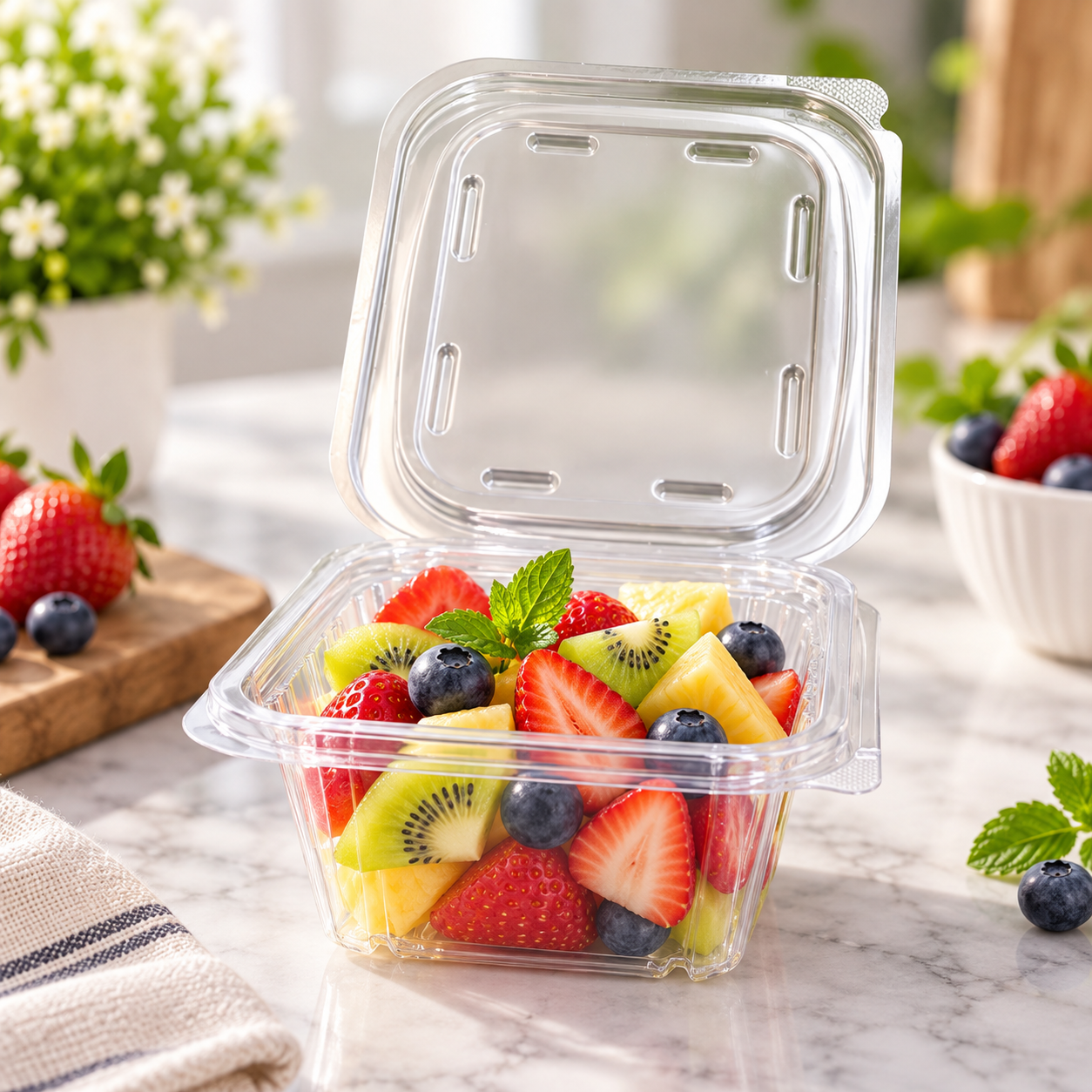 350ml PET Clear PET Food Container SKU PET-FL12A - Gallery Image