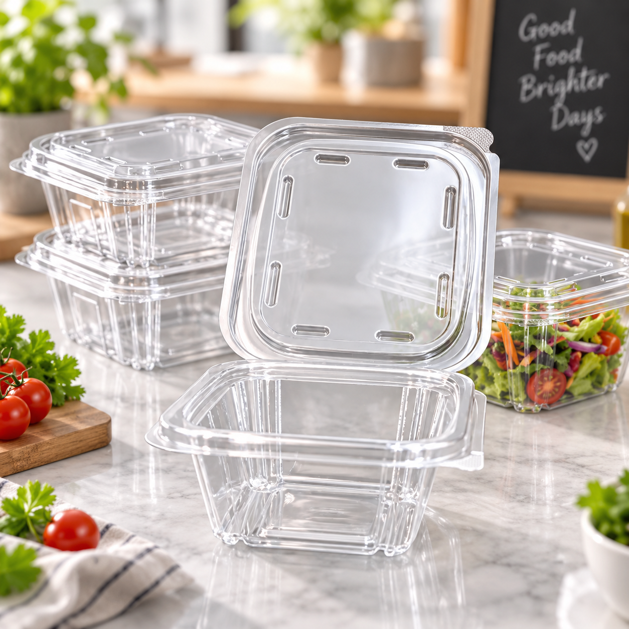 350ml PET Clear PET Food Container SKU PET-FL12A - Gallery Image