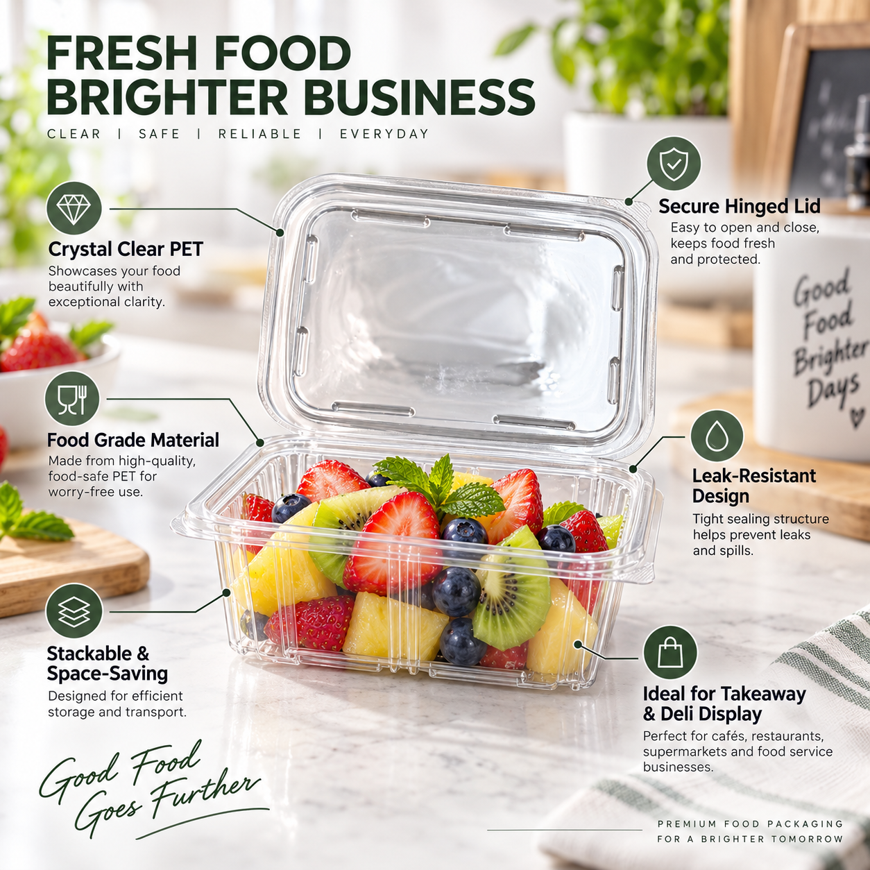 700ml PET Clear PET Food Container SKU PET-FL24A - Gallery Image