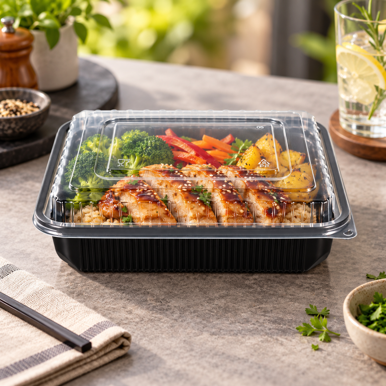 1400ml PP 1-Compartment Leak-Resistant Meal Container SKU FG2-01TZ TG food container