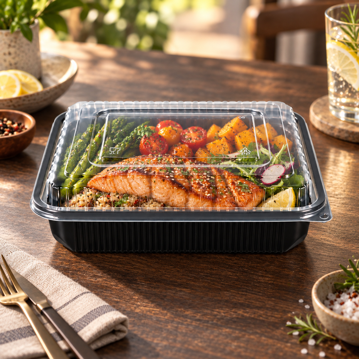1400ml PP 1-Compartment Leak-Resistant Meal Container SKU FG2-01TZ TG - Gallery Image